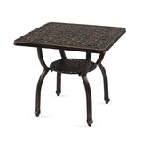ZNTS Cast Aluminum Outdoor Side Table, Anti-Rust Outdoor Square End Table, Patio Coffee Bistro Table for 87121979