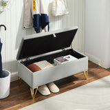 Fashion light Grey Velvet Fabric Upholstered large storage rectangular bench for Entryway W2082P176563