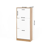 Shoe Storage Cabinet with 3 White Panel Flip Drawers, Freestanding Organizer for Entryway, Narrow W409P194946