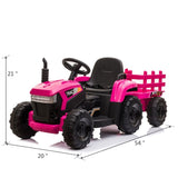 ZNTS 12V Kids Ride On Tractor with Trailer, Battery Powered Electric Car w/ Music, USB, Music, LED W2181137658