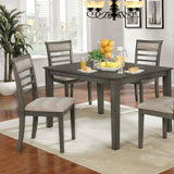 ZNTS 5 Pc Dining Table Set Weathered Gray Dining Chairs & Table Solid wood Beige Padded Fabric Cushions B011115506