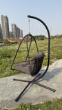 Swing Egg Chair with Stand Indoor Outdoor Wicker Rattan Patio Basket Hanging Chair with C Type W2707P296435