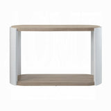 Oak and White High Gloss Sofa Table with Bottom Shelf B062P209138