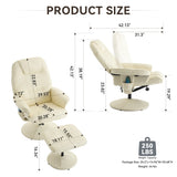 011-Massage Recliner Chair with Ottoman, 360&deg Swivel PU Leather Reclining Chair with Wrapped Base W2636P262427