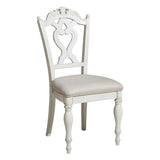 ZNTS Victorian Style Antique White Desk Chair 1pc Upholstered Cushioned Seat Traditional Craving Wooden B011P151480