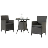 ZNTS 3 Piece Outdoor Dining Set All-Weather Wicker Patio Dining Table and Chairs with Cushions, Round 08591555