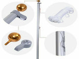 20 FT Sectional Flag Pole Kit Extra Thick Aluminum Flagpole with 1 Flag 2 Rope 54295914
