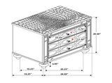2 Drawers Nightstand with Fret Work Detail in Silver Metallic B016P255631