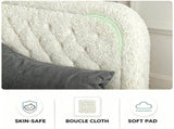 Full Size Upholstered Platform Bed Frame with 46" Tufted Boucle Headboard, Wooden Slat Support, 51183834