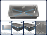Stainless Steel Kitchen Sink, 30x19 Single Bowl, Overmount Handmade Sink in Dark Gray, with US 59818375