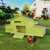 11.12 ft Large Wooden Chicken Coop with 2 Free-Range Doors, 2 Nesting Boxes & Perch Outdoor Hen W773P339175