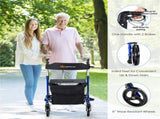 2-in-1 Blue Rollator Walker & Wheelchair - 330 lbs Capacity, 8" PVC Wheels X-Shaped Structure 43466378