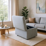 Light Gray Corduroy Upholstered Ottoman with Black Round Rubber Feet 634343cm, Hidden 63265028