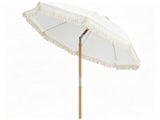 6ft Boho Patio with Tassels, Beech Wood Pole & Fiberglass Ribs, Push-Button Tilt Outdoor 12881833