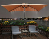 10 x 6.5t Rectangular Patio Solar LED Lighted Outdoor Market Umbrellas with Crank & Push Button Tilt W65627953