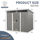 8ft x 6ft Outdoor Metal Storage with Lockable Sliding Doors and Transparent plate for Garden, Lawn W540P185311