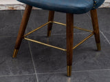 Nevis Mid-century Modern Faux Leather Tufted Nailhead Trim Counter Stool Set of 2, Blue T2574P165097