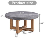 ZNTS Modern Gray Texture MDF Round Coffee Table - 31.4" Diameter.A modern retro circular coffee table W1151P209822