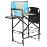 31" Tall Directors Chair with Footrest, 4Portable Bar Height Folding Camping Chair with Built-in Cup 61533762