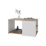 ZNTS Kaibito Coffee Table with Open Storage, White+ Natural Oak B128P263708