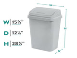 (2 pack) Kitchen Trash Can, 13 Gallon Plastic Garbage Bin with Swing Top Lid, Light Gray 60737830