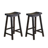 ZNTS Black Finish 29-inch Bar Height Stools Set of 2pc Saddle Seat Solid Wood Casual Dining Home B01151976