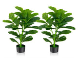 2-Pack 35.5" Artificial Fiddle Leaf Tree - 32 Realistic Leaves, PEVAPE Material, Green 40262150