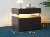 LED Nightstands 3 Drawer Dresser for Bedroom End Table with Acrylic Board LED Bedside Tables W2178P412301