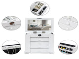 Handcrafted Wooden Jewelry Box Organizer Wood 5 Layers Case with 4 Drawers-White 19616193