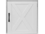 K&K 46.5'' Farmhouse Kitchen Island with Drape of Beads, Power Outlet, Rolling Kitchen Cart on N707P254872W