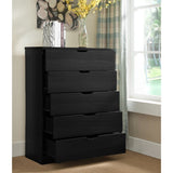 ZNTS Modern black five drawer clothes and storage chest cabinet with metal drawer glides B107P173529