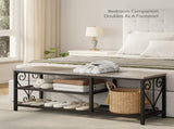 Vividwood Entryway Storage Bench with Shoe Rack, 47.2" Wide Hallway Bench with Seating, Rustic Wood T5618P505965