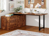 Reversible L-Shaped Desk with Built-in Charging Station, Home Office Desk with Drawers & File 04161384