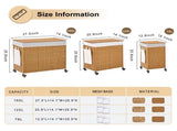 125L Laundry Hamper with Lid and Wheels, Woven Rattan Rolling Laundry Hamper 66774559