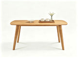47 Inch Solid Rubber Wood Dining Table, Mid-Century Modern Kitchen Table with Rounded Edge, 4-Person 40272168
