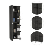 Urano Mirror Linen Cabinet, Four Interior Shelves, Five External Shelves -Smokey Oak B20091990