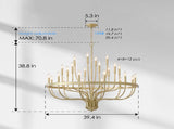24-Light Gold Chandelier Industrial Iron Candle Chandelier Modern Suspended Farmhouse Chandeliers W5008P464949