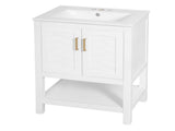 24" Modern Bathroom Vanity with Elegant Twill Design & Soft-Close Hinges, Bathroom Cabinet with Back N710P446535K