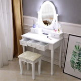 ZNTS With Light Bulb Single Mirror 5 Drawer Dressing Table White=39757282,61588080 60709581