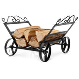 Mobile Firewood Storage Rack - 110 lbs Capacity Steel Frame, 5" Wheels 33307865