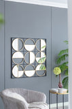 35.6" in Eclectic Styling Metal Beaded Black Wall Mirror with Contemporary Design for W2078124371
