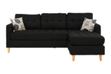 ZNTS Black Polyfiber Sectional Sofa Living Room Furniture Reversible Chaise Couch Pillows Tufted Back B01149143