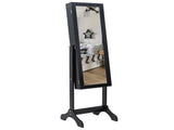 Non Full Mirror Wooden Floor Standing 4-Layer Shelf Jewelry Storage Adjustable Mirror Cabinet *Black 31653593