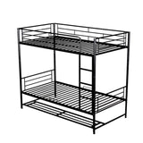 Twin Over Twin Metal Bunk Bed with Shelf and Guardrails, Black MF305475AAB