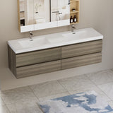 72" Floating Bathroom Vanity with Sink, Modern Wall-Mounted Bathroom Storage Vanity Cabinet with Two W1573P152709