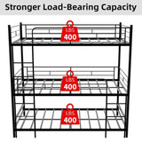 Heavy-duty triple frame bed with built-in ladder and full-length railing, floor safe for W1935P330699