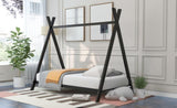 House Bed Tent Bed Frame Twin Size Metal Floor Play House Bed with Slat for Kids Girls Boys , No Box WF286773AAB