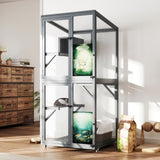 70-Inch Cat Window Catio House, Outdoor Wood Cat Enclosure with Wheels, Platforms, Resting Condo, W2181P356035