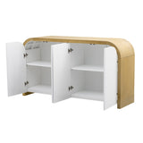 U_STYLE 4-door Curved Corner Design Wavy Door Panel Cabinet with Adjustable Shelves, Suitable for WF530090AAK