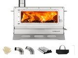 Hot Tent Stove Wood Burning with Chimney Pipe, Portable Folding Tent Wood Stoves include View Glass 59032493
